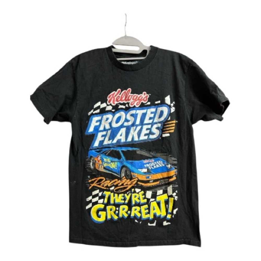 Kellogg’s Frosted Flakes Racing Car Black Retro Graphic Print T - Picture 2 of 7